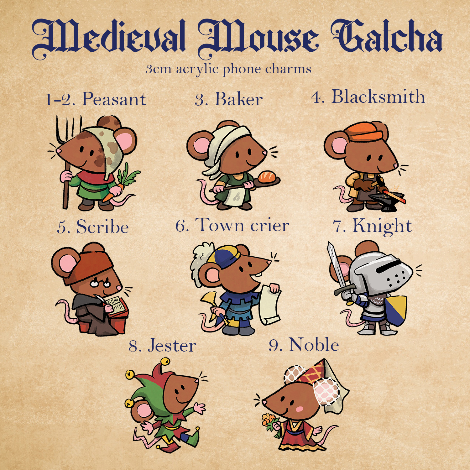 Medieval Mouse Gatcha Mini Charms
